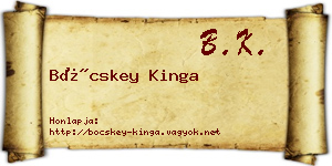 Böcskey Kinga névjegykártya